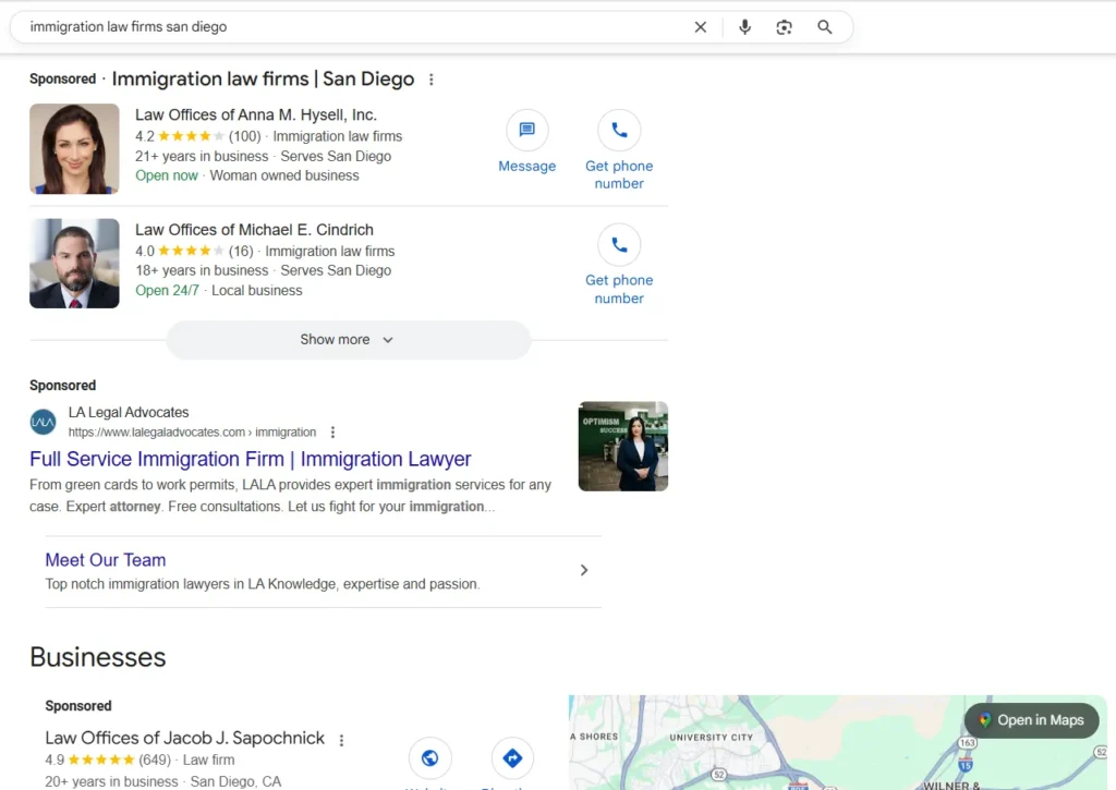 Immigration Law Search Results from Google