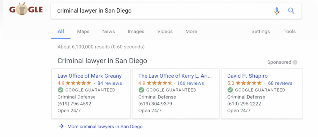 Local Service Ads for criminal lawyers