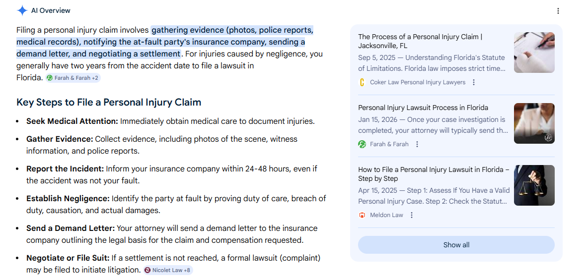 AI overview for personal injury lawyer